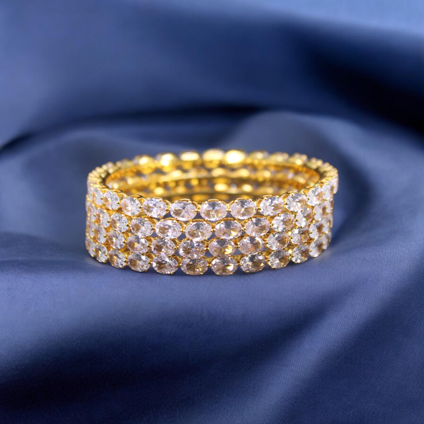 Oval Cut Gold Plated  Bangle